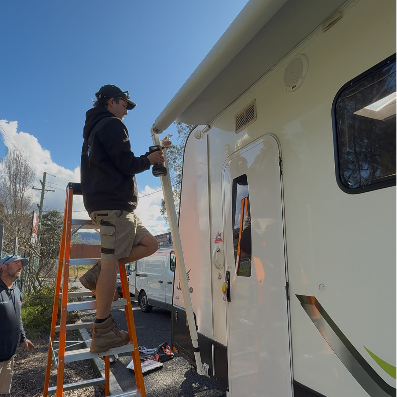 Professional caravan awning replacement in Canberra by Sampson Tuck, showcasing a durable installation for RV outdoor shelter